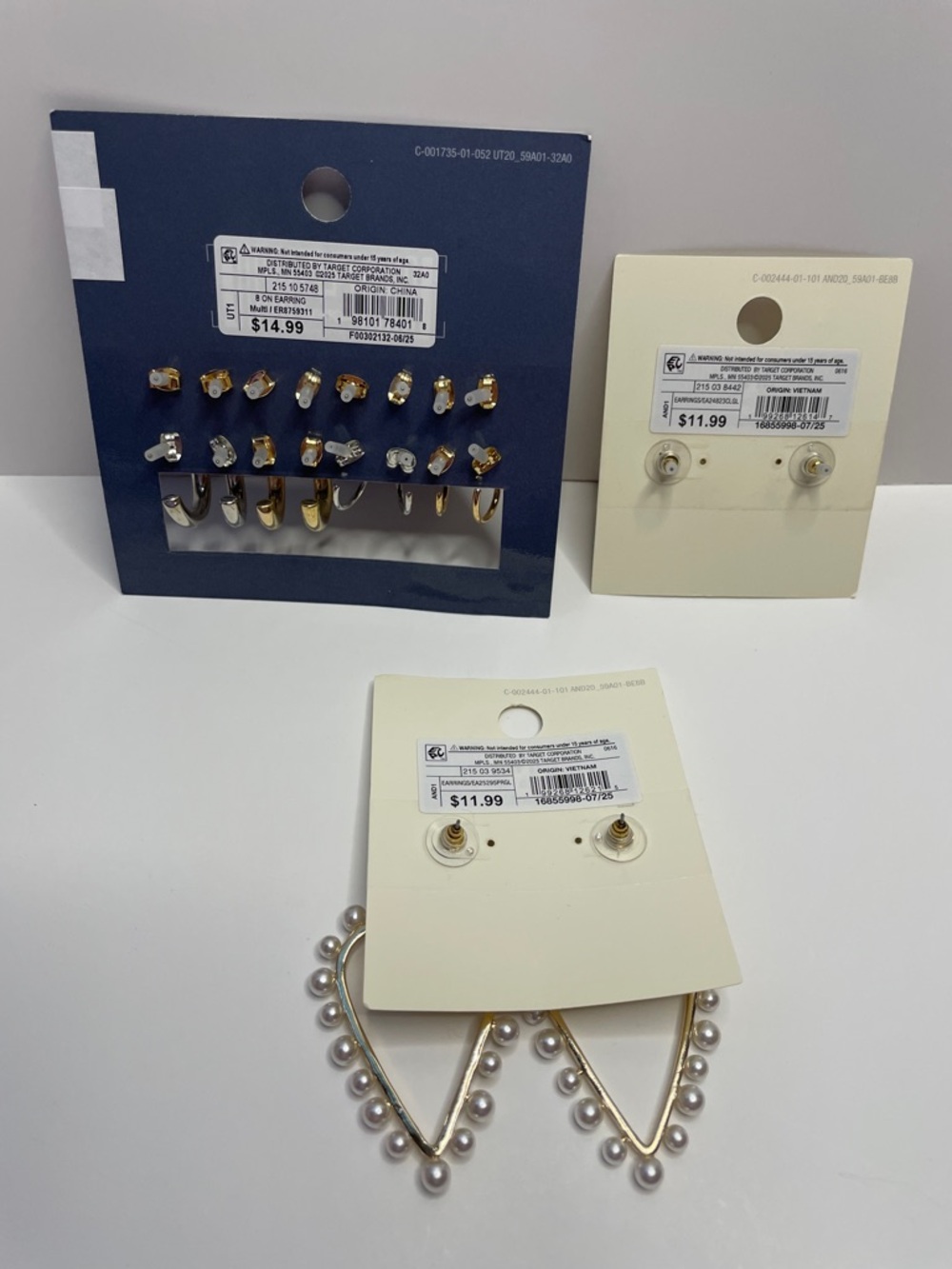 NWT a new day Gold Heart Drop Earrings with White Pearls & 8 piece set. - Picture 2 of 2